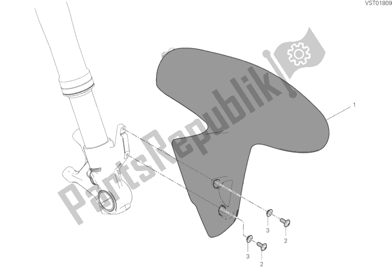 All parts for the Front Mudguard of the Ducati Streetfighter V4 Thailand 1103 2020